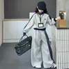 Conjunto de Moletom Casual Espesso com Forro de Lã para Meninas, Estilo Coreano Solto com Blocos de Cor e Mangas Longas para Crianças Mais Velhas