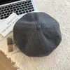 Boina Retro Marrón para Mujer 2026 Hace que la Cara Parezca Más Pequeña Sombrero de Lana Estilo Coreano de Pintor Sombrero Octogonal de Moda Bordado