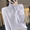 Nuevo suéter de cuello alto tejido para mujer de otoño e invierno, de manga larga, grueso, con hombros caídos, moderno, versátil, de corte holgado y favorecedor