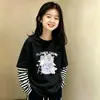 Camiseta de Manga Larga a Rayas de Algodón Puro Estilo Coreano para Niñas 2026 Nuevo Estilo Primavera/Otoño Talla Mediana a Grande Infantil Holgada Camiseta Básica de Cuello Redondo