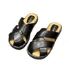 Pantuflas para Mujer 2025 Verano Nuevo Estilo Trenza Romana en la Punta Medias Pantuflas para Mujer Planas Sandalias Perezosas Slip-On para Mujer