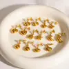 Pendientes de Estrella y Luna Incrustados con Diamantes Transfronterizos, Pendientes de Acero Inoxidable Dorado de 18 Quilates, Sensación de Lujo Ligero y Gama Alta, Pendientes de Acero de Titanio con Forma de Corazón