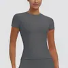 Nueva camiseta de color liso, ropa de yoga de secado rápido, top versátil de manga corta para fitness, cubierta para correr al aire libre y deportes, de manga corta para mujer