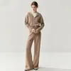 Cárdigan Waffle con Capucha de Cachemira para Otoño e Invierno Sudadera con Doble Cremallera para Mujer Cárdigan de Punto Holgado Conjunto de Abrigo Corto