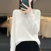Suéter de punto con cuello en V transfronterizo para mujer, jersey de color liso de corte holgado, adecuado como prenda exterior, nuevo suéter corto de manga larga de otoño