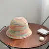 Chapéu de Pescador Arco-Íris Feito à Mão para Mulheres, Chapéu Bucket Estilo Coreano Artístico para Primavera e Verão, Protetor Solar, Emagrecimento Facial, Chapéu Bucket Estilo Japonês