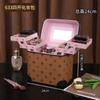 Bolsa de Cosméticos Transfronteriza para Mujer Multicapa Portátil de Gran Capacidad Elegante Cosmética Portátil Caja de Almacenamiento de Alta Gama con Espejo