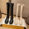 Botas con Aumento Interior Otoño e Invierno Nuevas Caballero Altas Tacón Super Alto Forradas de Vellón Botas Pequeñas Suela Gruesa Elásticas Slim
