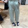 Traje Delgado de Nueve Puntos Pantalones Rectos para Mujer 2025 Verano Nuevo Antiarrugas Simple Adelgazante Figura de Pera Pantalones de Pierna Ancha
