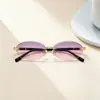 Gafas de Sol de Alta Gama Transfronterizas Europeas y Americanas con un Diseño Único, Versátil y de Moda, Protección Solar, Gafas de Sol Retro Ovaladas sin Marco de Metal con Bordes Cortados