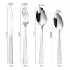 Cuchillo y Tenedor para Bistec de Acero Inoxidable Cuchara Mango Cuadrado Martillo Transfronterizo de Amazon Vajilla Occidental Vajilla Cubo de Agua Juego de Vajilla Cuchara de Postre