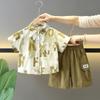7866 Traje de Verano para Niños 2026 Estilo Nuevo Niños Camisa de Verano Delgada de Manga Corta Conjunto de Tres Piezas de Ropa para Bebé Niño