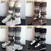 Polainas Fair Isle Copo de Nieve Vintage Otoño-Invierno Calientes Calcetines Tejidos de Navidad para Niñas, Calcetines Melard