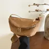 Bolso bandolera vintage de ante transfronterizo, bolso de hombro moderno para mujer, gran capacidad, bolso de sillín casual de color sólido de alta calidad