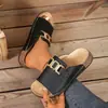 Chinelos Grossos Estilo Birkenstock de Tamanho Grande para Uso Externo, Nova Moda Coreana Verão 2025, Salto Alto Plano com Fivela Dupla