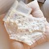 Estilo pastoral ~ Algodão antibacteriano 7A roupa íntima feminina cintura amiga da pele sem marcas jacquard algodão antibacteriano virilha roupa íntima para meninas