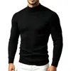 Suéter de Punto Rayado Suéter para Hombre Cuello Medio Alto Elástico Capa Base Estilo Europeo y Americano para Hombre Suéter de Punto de Color Sólido Suéter Delgado para Hombre