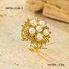 Anillo de Luz Circular Dorado Flor de Oro Perla Acero Inoxidable de Alta Gama de Lujo para Mujer Anillo de Acero de Titanio