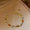 Pulsera Ovalada de Resina con Diamante de Zirconia Chapada en Oro Real Pulsera de Lujo Ligero de Gama Alta Pulsera de Diseño de Moda para Mujer