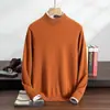 25 Otoño/Invierno Nuevo Suéter de Cachemir de Manga Larga de Color Sólido Suave y Cálido para Hombre con Cuello Medio Alto