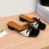 Sandalias Estilo Brisa Nocturna, Nuevo Bloqueo de Color Estilo Francés, Adecuadas para Usar con Vestidos de Noche, Sandalias sin Cierre de Punta Cuadrada para Mujer con Lazo, Verano 2026
