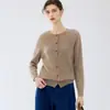 Nuevo suéter de cachemira pura para otoño e invierno, cuello redondo, corte ajustado, versátil, prenda superior cálida, suéter, abrigo, cárdigan de punto
