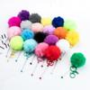 Nuevo Llavero de Bola de Cuentas DIY Llavero de Peluche Colgante Colgante Corazón de Niña Llavero Peludo