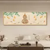 Cinco bendiciones para el hogar: una pintura decorativa grande de estilo horizontal para la sala de estar, adecuada para colgar en la pared del fondo del sofá, o como un mural temático de calabaza al estilo chino para el cabecero de la cama del dormitorio