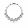 Anillo nasal cerrado sin costuras de aleación de titanio G23 con incrustaciones de circonita Zhenping, aro para tabique nasal y hueso de la oreja, joyería nasal finamente tallada F136