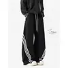 Pantalones de pierna ancha tipo banana retro americano de tres rayas y bloques de color transfronterizos nuevos para hombre y mujer, holgados, deportivos, casuales