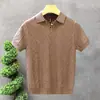Camisa polo com decote V, gola de gaivota, malha de manga curta para homens, gola reversa texturizada, camiseta estilo old money, atacado de fábrica transfronteiriço de verão