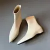 Botas Delgadas para el Trabajo que Aumentan la Altura ~ 4.5cm Punta Fina Piel Suave Botas Elásticas con Cierre Trasero Botas de Cuña Piel de Oveja Suave Nueva