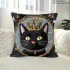 Funda de Cojín para Sofá Transfronteriza, Felpa Corta Amigable con la Piel, Linda Funda de Cojín de Animal Gato, Funda de Cojín para Sala de Estar, No Incluye Relleno