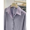 Foto Real en stock Otoño e Invierno Estilo Coreano Retro Pana Manga Larga Camisa de Mujer Solapa Interior Top Plegado de Alta Gama