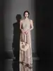 Estilo Vacacional Diseño de Rayas Verticales Falda de Tirantes para Mujer Diseño de Cuello para Mujer Vestido Ajustado a la Cintura Sentido de Alta Gama Primavera y Verano