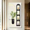 Pintura decorativa de planta verde hidropônica para hall de entrada, arte de parede de prateleira em estilo vintage, pintura de luz tridimensional em arenito, atacado e compra em volume