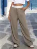Pantalones de Traje con Cintura Color Block Transfronterizos para Mujer, Estilo Europeo y Americano, Tiro Alto, Caída Fluida, Pierna Recta Holgada, Más Vendido en Amazon