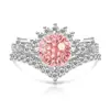 Anel Coroa de Flores Corte Fogos de Artifício Diamante de Alto Carbono Mais Vendido no Xiaohongshu para Mulheres, Cravejado com Pedras Preciosas Coloridas e Zircônia, Venda Direta por Transmissão ao Vivo
