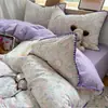 Conjunto de Lençol de Tule com Babados Femininos de Quatro Peças, Capa de Edredom Cartoon Classe A, Roupa de Cama Nantong, Conjunto de Três Peças para Dormitório Estudantil 4