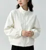 Nueva chaqueta de verano simple de color liso estilo dopamina, cuello alto, estilo corto, moderna, casual, holgada, versátil, transpirable para mujer