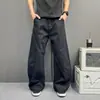 Calças pretas largas, simples e elegantes, para o trabalho, estilo básico americano unissex, calças casuais fluidas para casais