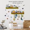 LD64152 Adhesivos de pared personalizados para estantes de utensilios de cocina con flores, adhesivos de pared para decoración del hogar, cocina y restaurante