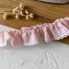 Acessórios de acabamento em renda com estampa de bolinhas rosa, material DIY, decoração, acessórios de bainha, babados plissados, fita