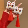 Horquilla de Borla Roja de Danza del León de Año Nuevo para Niñas y Niños, Accesorio Hanfu de Estilo Chino Tradicional, Adorno para el Cabello de Año Nuevo Estilo Chino