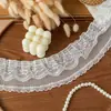Adorno de Volante de Encaje Blanco de Doble Capa de 8 cm de Ancho para Ropa y Ropa Infantil, Accesorios Decorativos para Cuellos, Puños y Dobladillos