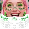 Calle Transfronteriza. Pegatinas Faciales de Trébol de Cuatro Hojas para el Día de San Patricio Impermeables Maquillaje de Festival Sombrero Verde Irlandés Pegatinas de Tatuaje de Pecas Personalización