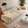 Sofá Estilo Crema Nube Plumón Sala de Estar Apartamento Pequeño Línea Recta Nórdico Lujo Ligero Moderno Minimalista Sofá de Tela Terciopelo Técnico