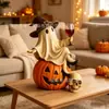 Nuevo producto transfronterizo Fantasma con una Copa de Vino Estatua de fantasma de resina de Halloween sosteniendo un adorno de copa de vino
