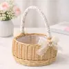 Cesta tejida rústica de mano para flores frescas y secas, macetero de ratán y mimbre impermeable, cesta de almacenamiento para picnic, cesta para fotos de niña de las flores