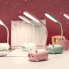 Nova luminária de mesa pequena LED de desenho animado animal, luminária de aprendizagem leitura proteção para os olhos, mini luz noturna de cabeceira, luminária de mesa recarregável por USB